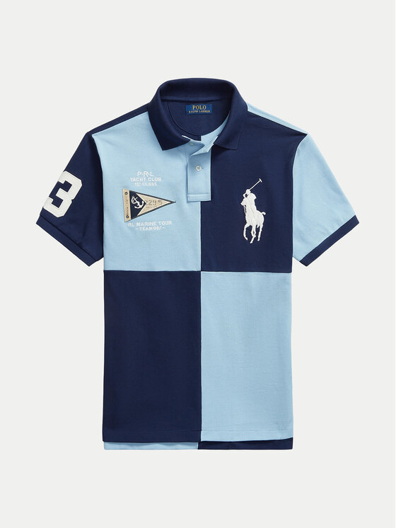 Polo Ralph Lauren Polo Ralph Lauren Тениска с яка и копчета 710B21927001 Тъмносин Custom Slim Fit