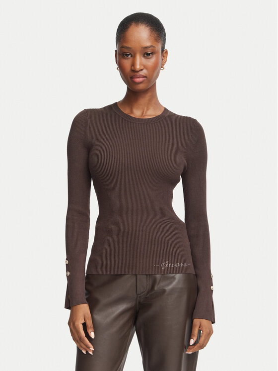 Guess Guess Halenka W6YR09 Z0948 Tmavě hnědá Slim Fit