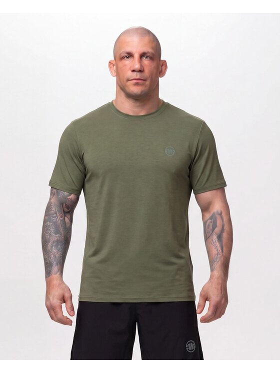 PITBULL PITBULL Koszulka techniczna Casual Sport SMALL LOGO II Zielony Regular Fit