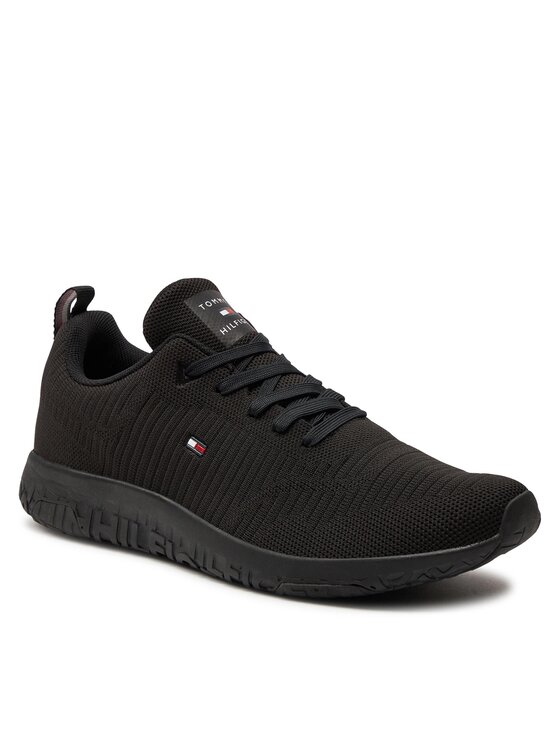 Tommy Hilfiger Tommy Hilfiger Laisvalaikio batai Corporate Knit Rib Runner FM0FM02838 Juoda
