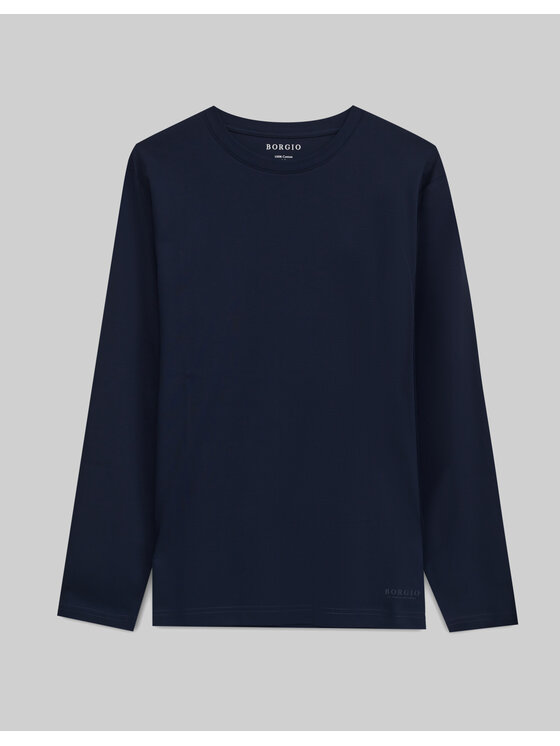 Borgio Borgio Longsleeve milazzo Granatowy Regular Fit
