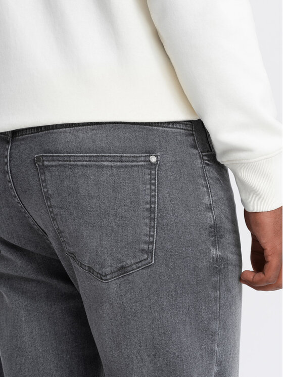 Ombre Ombre Jeansy OM-PADP-0161 Szary Slim Fit