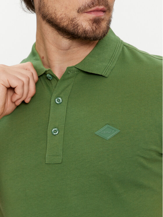 REPLAY Replay Polo M6548.000.23070 Zielony Regular Fit