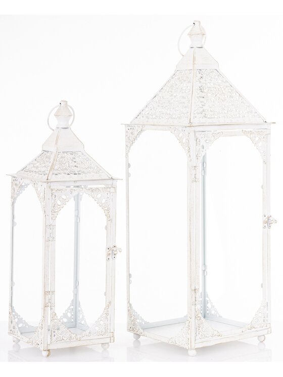Zestaw MIAhome, 2 lampionów metalowych białych BLANKU 48/64 x 17/22 cm