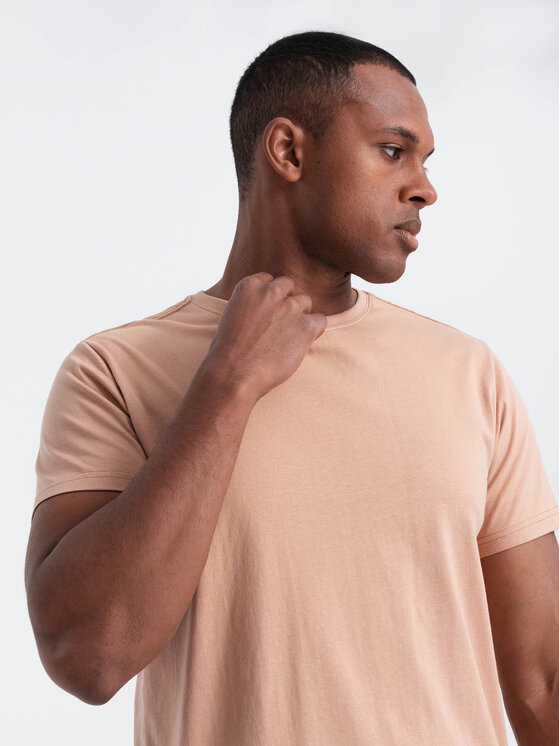 Ombre Ombre T-Shirt OM-TSBS-0146 Béžová Regular Fit
