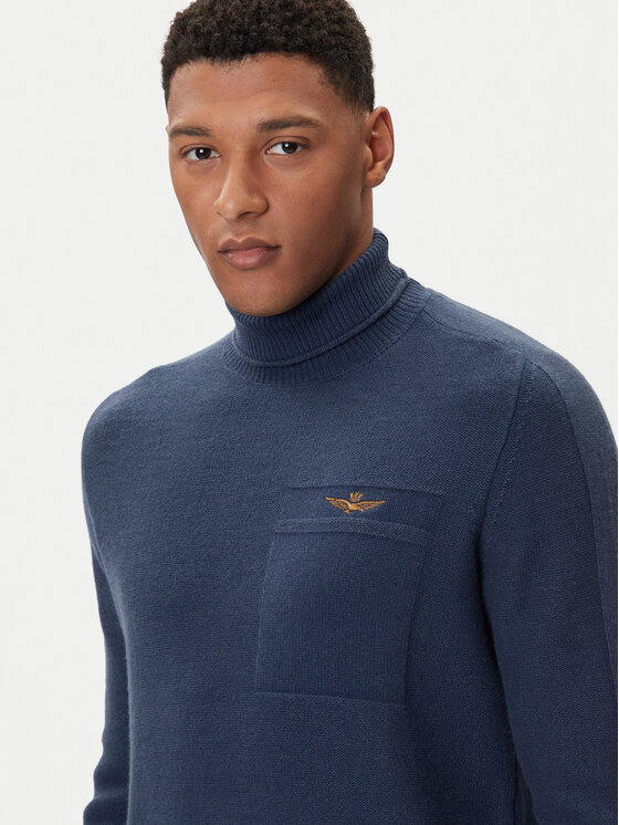 Aeronautica Militare Aeronautica Militare Krekls ar augstu apkakli 252MA1587UL00904 Tumši zils Regular Fit