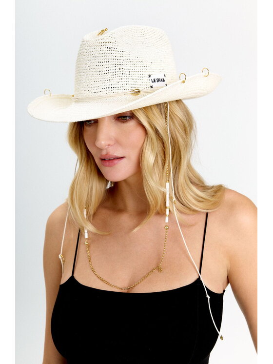 Leshka Leshka Kapelusz White Cowboy Biały