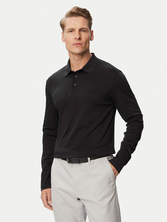 Calvin Klein Tricou polo Supima LV04LH240G Negru Slim Fit