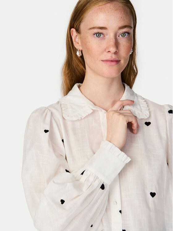YAS YAS Koszula Heart 26027777 Biały Regular Fit