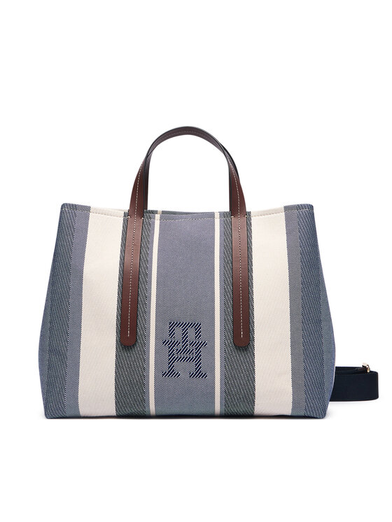 Tommy Hilfiger Tommy Hilfiger Ročna torba Th City Satchel Jacquard AW0AW18733 Modra