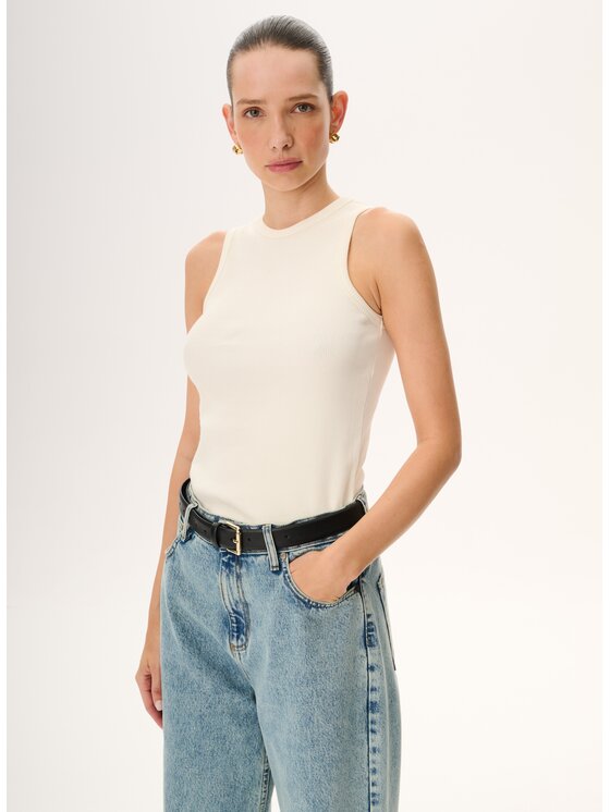 LEBRAND LEBRAND Tank top Annie Kremowy Regular Fit