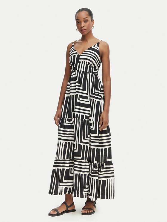 Iconique Iconique Sommerkleid Cote D'Azur IC26-109 Schwarz Relaxed Fit