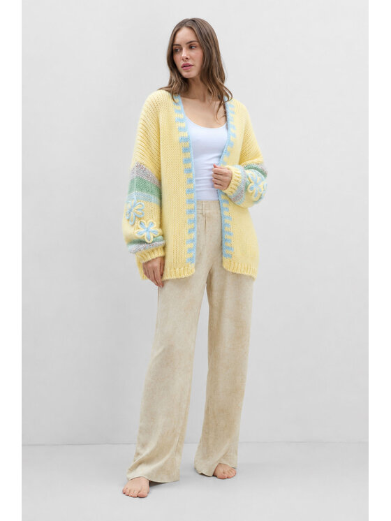 Fobya Fobya Kardigan F1990 Żółty Basic Fit