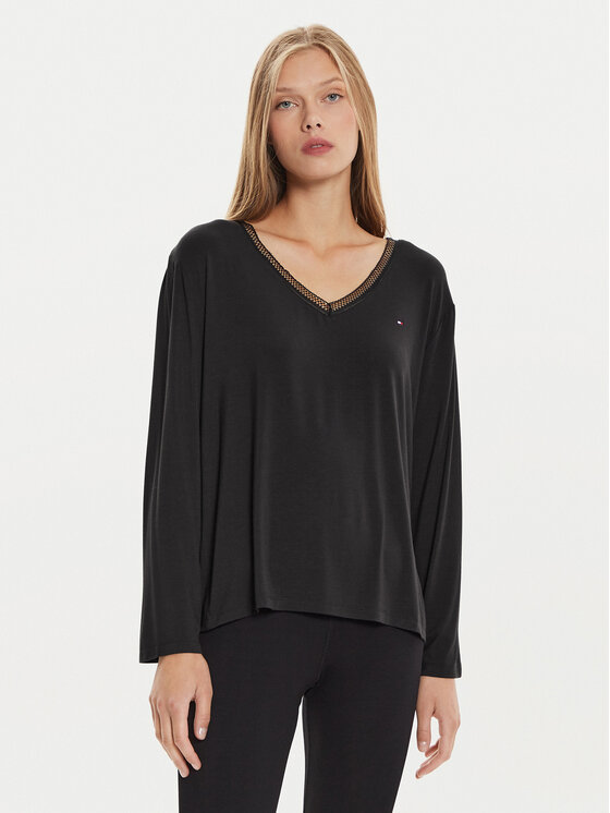 Tommy Hilfiger Blúzka UW0UW05568 Čierna Regular Fit