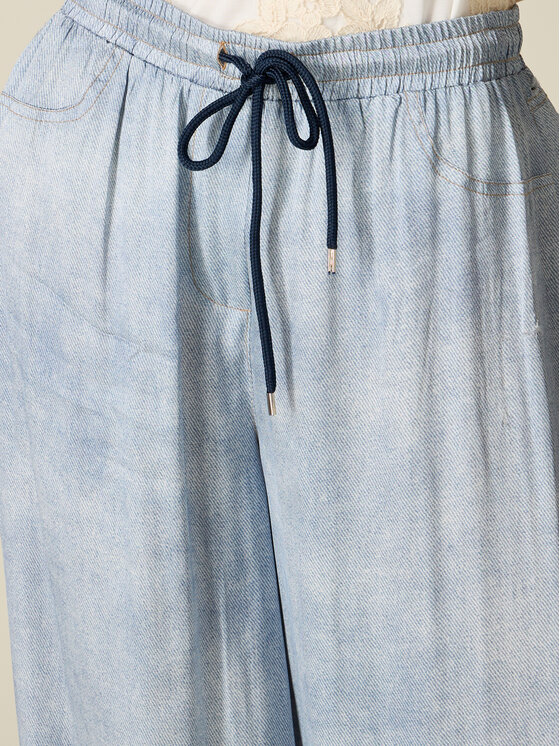 Oltre Oltre Pantaloni di tessuto P040J002695N034 Turchese Baggy Fit
