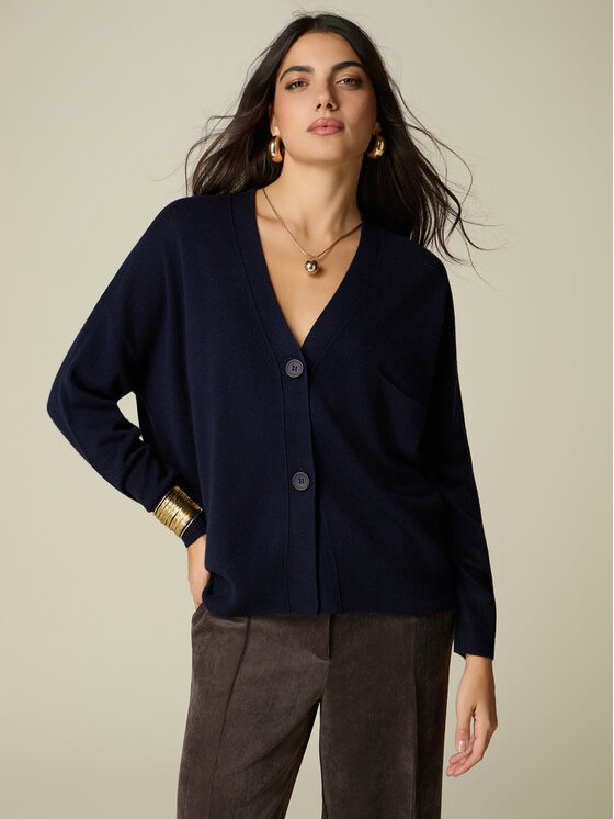 Oltre Oltre Cardigan M146E002154N034 Blu Boxy Fit