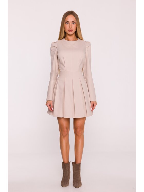 Made of Emotion Made of Emotion Sukienka koktajlowa M884 Beżowy Modern Fit