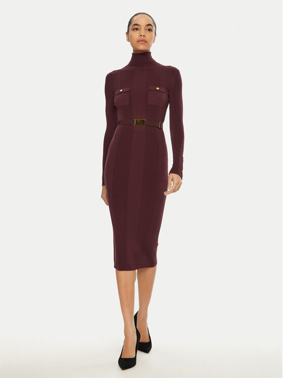 Elisabetta Franchi Elisabetta Franchi Pletena obleka AM-25B-46E3-V440 Bordo rdeča Slim Fit