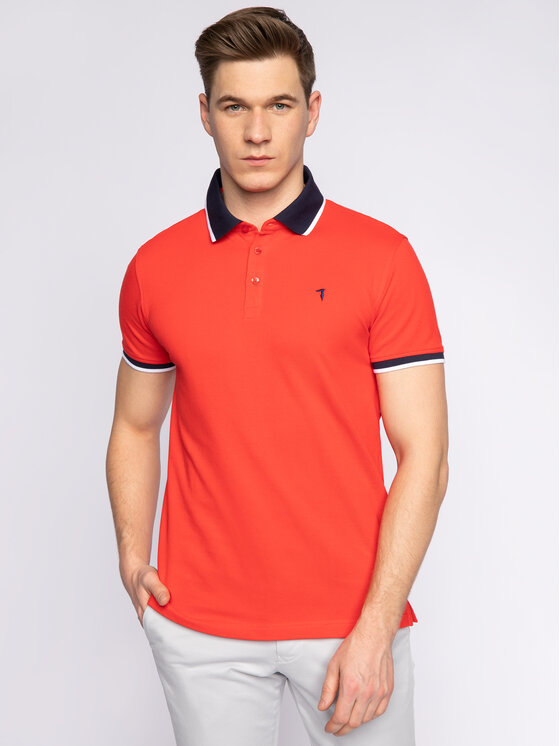 Trussardi Trussardi Тениска с яка и копчета 52T00344 Червен Regular Fit