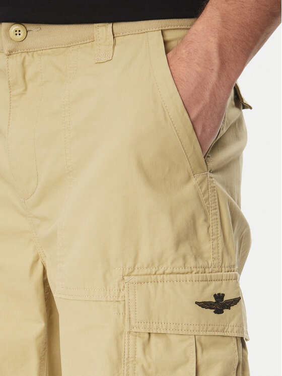 Aeronautica Militare Aeronautica Militare Szövet rövidnadrág 251BE250CT3501 Bézs Regular Fit