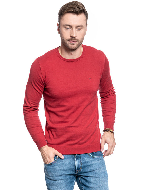 Wrangler Wrangler Maglione CREWNECK KNIT Rosso Regular Fit