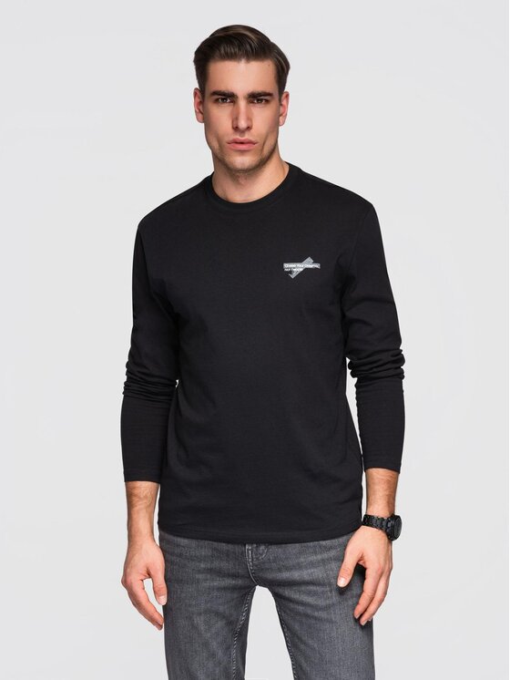 Ombre Ombre Longsleeve OM-LSPT-0136 Czarny Regular Fit