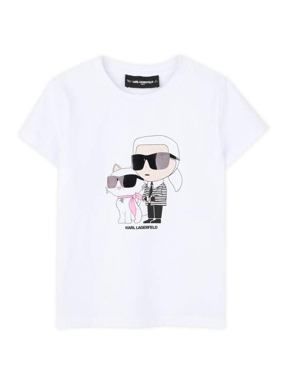 Karl Lagerfeld Kids Karl Lagerfeld Kids Тишърт Z31157 S Бял Regular Fit