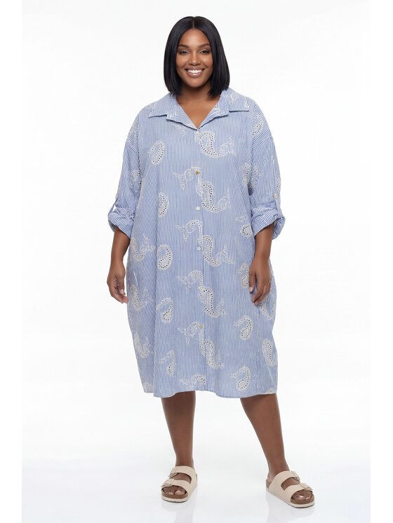 FIGL FIGL Φόρεμα πουκάμισο M1299 Μπλε Loose Fit