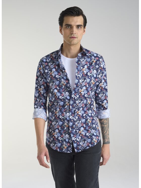 Pako Lorente Pako Lorente Koszula P24SF-1X-016 Granatowy Slim Fit