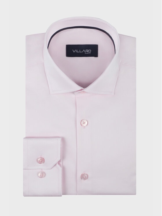 VILLARO VILLARO Koszula 009DLSLIM Różowy Slim Fit