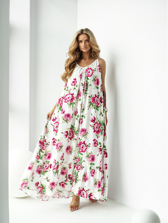 LilaLou LilaLou Sukienka letnia Gypsy Biały Oversize
