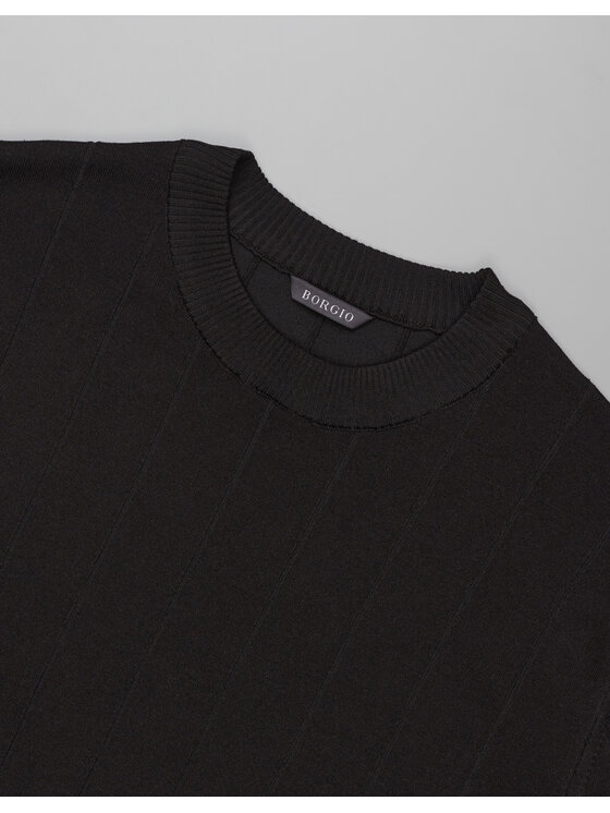 Borgio Borgio T-Shirt paspardo_c Czarny Classic Fit