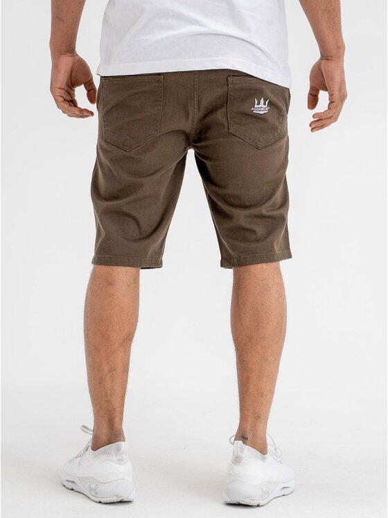 Jigga Wear Jigga Wear Szorty materiałowe Krótkie Spodenki Materiałowe Brązowe Jigga Wear Crown M Brązowy Regular Fit