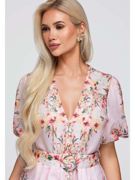 Ombre Ombre Sukienka letnia OW-DLR-E0017 Różowy Regular Fit