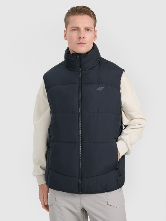 4F 4F Kamizelka MIDSHOP TEXTILE Czarny Regular Fit