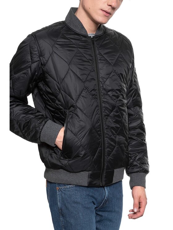 Wrangler Wrangler Kurtka przejściowa BOMBER JACKET Czarny Regular Fit