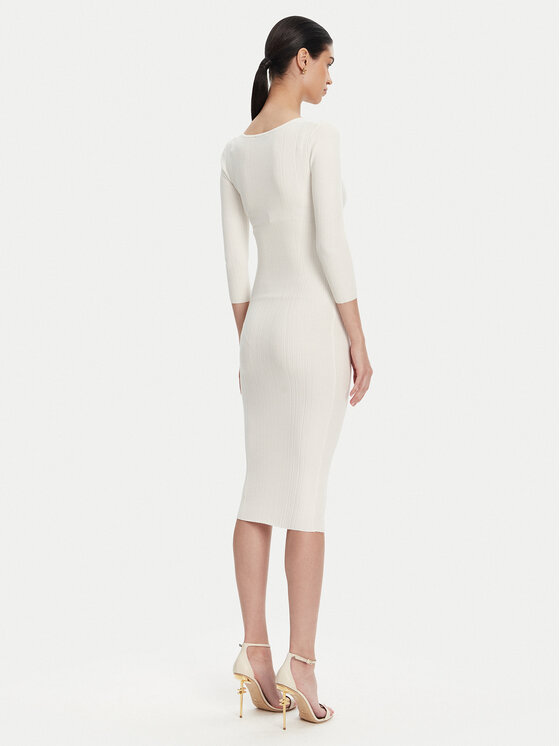 Elisabetta Franchi Elisabetta Franchi Φόρεμα υφασμάτινο AM-52B-51E2 Λευκό Slim Fit