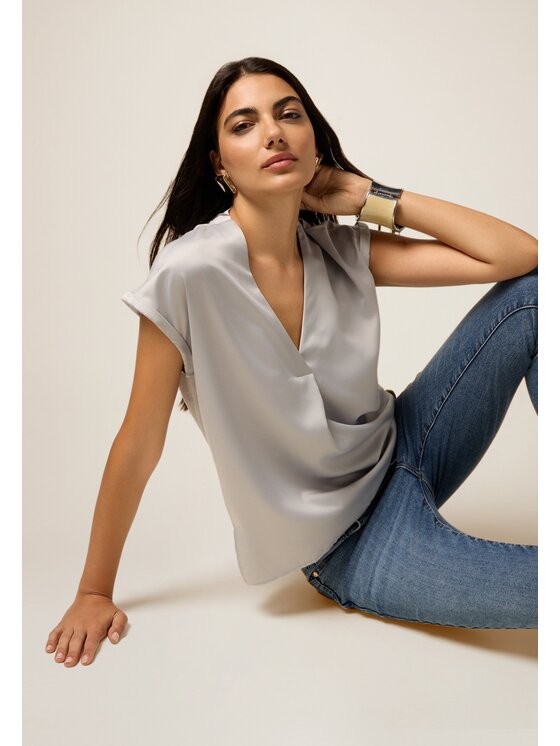 Oltre Oltre Bluzka G268J104217N003 Szary Regular Fit