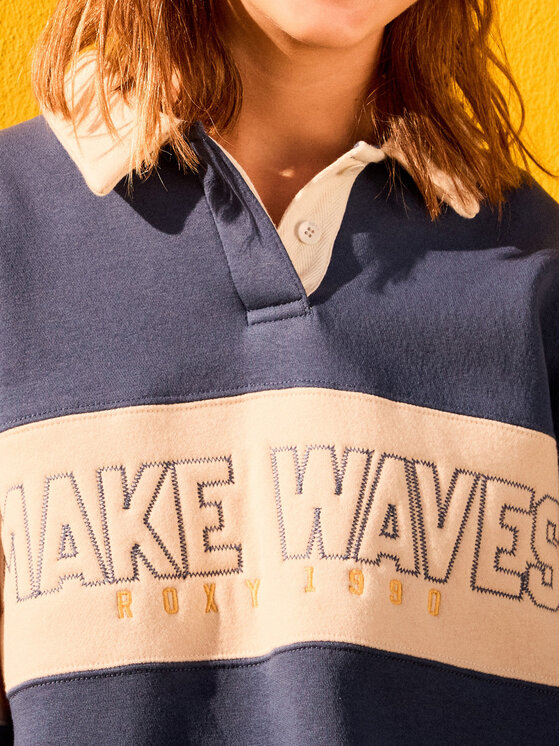 Roxy Roxy Pulóver Iconic Waves ERGFT04025 Kék Boxy Fit