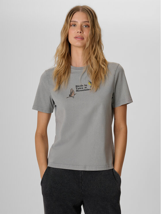 4F 4F T-Shirt OUTLAND Světle šedá Loose Fit