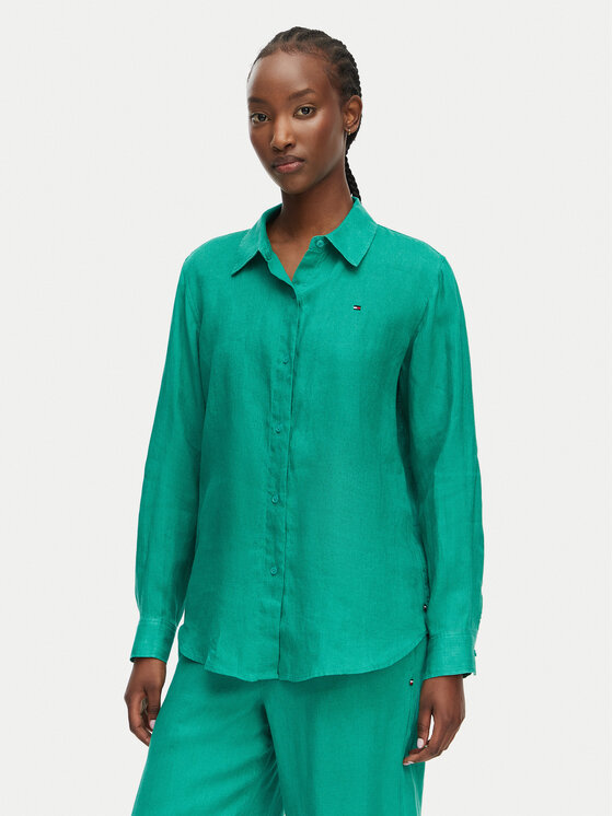 Tommy Hilfiger Tommy Hilfiger Marškiniai WW0WW44679 Žalia Relaxed Fit