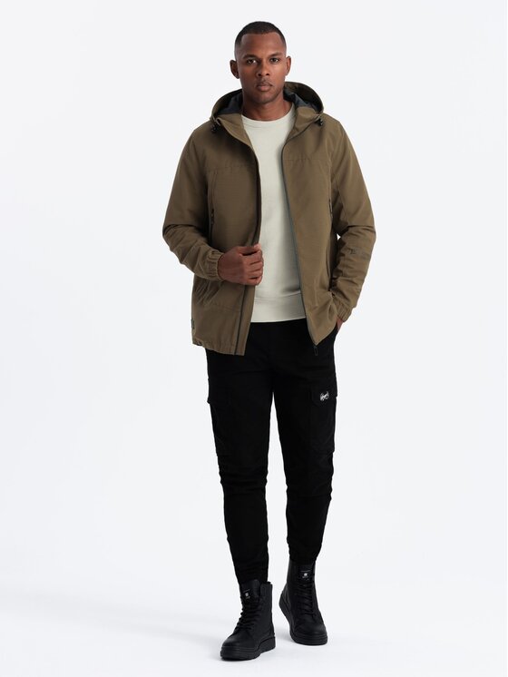 Ombre Ombre Bunda pro přechodné období OM-JANP-0191 Hnědá Regular Fit
