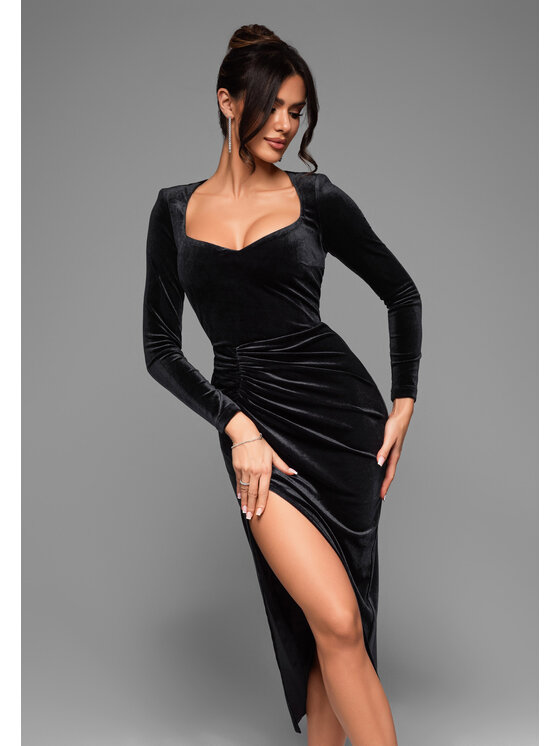 Ombre Ombre Sukienka wieczorowa LA-OM-DLR029 Czarny Regular Fit