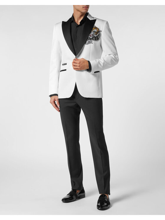 PHILIPP PLEIN PHILIPP PLEIN Marynarka 9679 Biały Fitted Fit