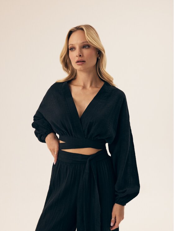 Esotiq Esotiq Kimono 42428 Czarny Beachy Fit