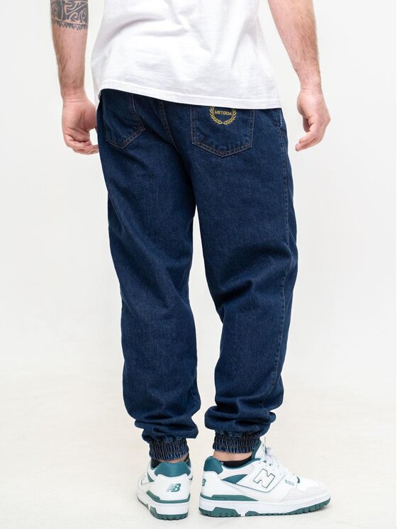 Metoda Sport Metoda Sport Joggery Szerokie Spodnie Jeansowe Baggy Jogger Męskie Ciemne Niebieskie Metoda Sport Laur Pocket 2XL Niebieski Regular Fit