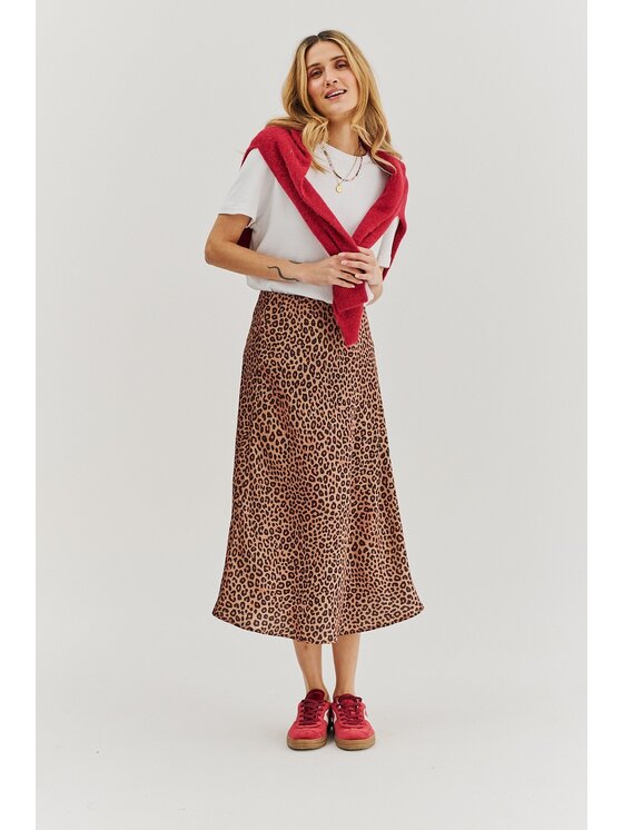 NAOKO NAOKO Midi sukňa Wild Instinct Hnedá Regular Fit