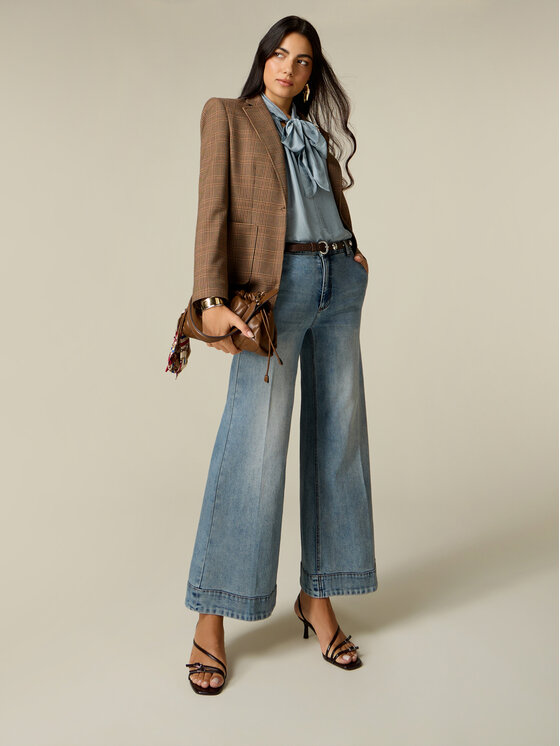 Oltre Oltre Jeans P409R009275N024 Turchese Flare Fit