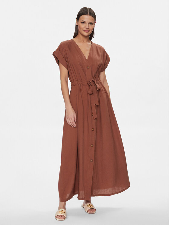Fracomina Fracomina Poletna obleka FJ24SD3011W69301 Rjava Regular Fit