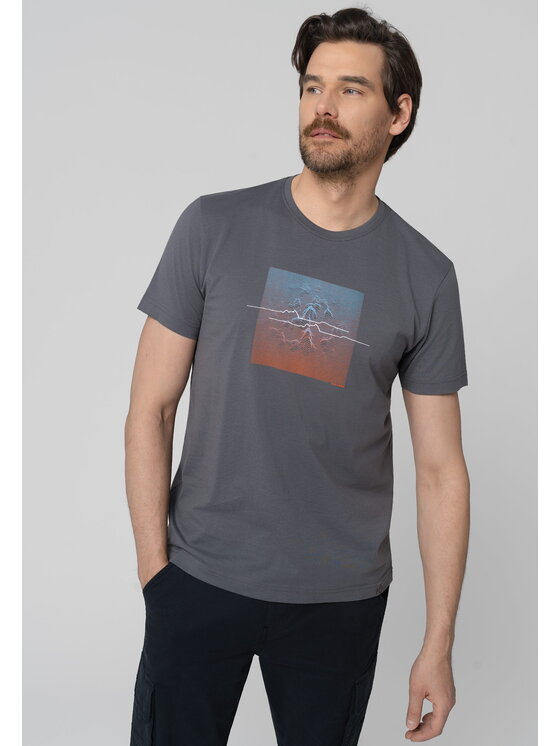 Volcano Volcano T-Shirt T-MOUNTI Szary Regular Fit